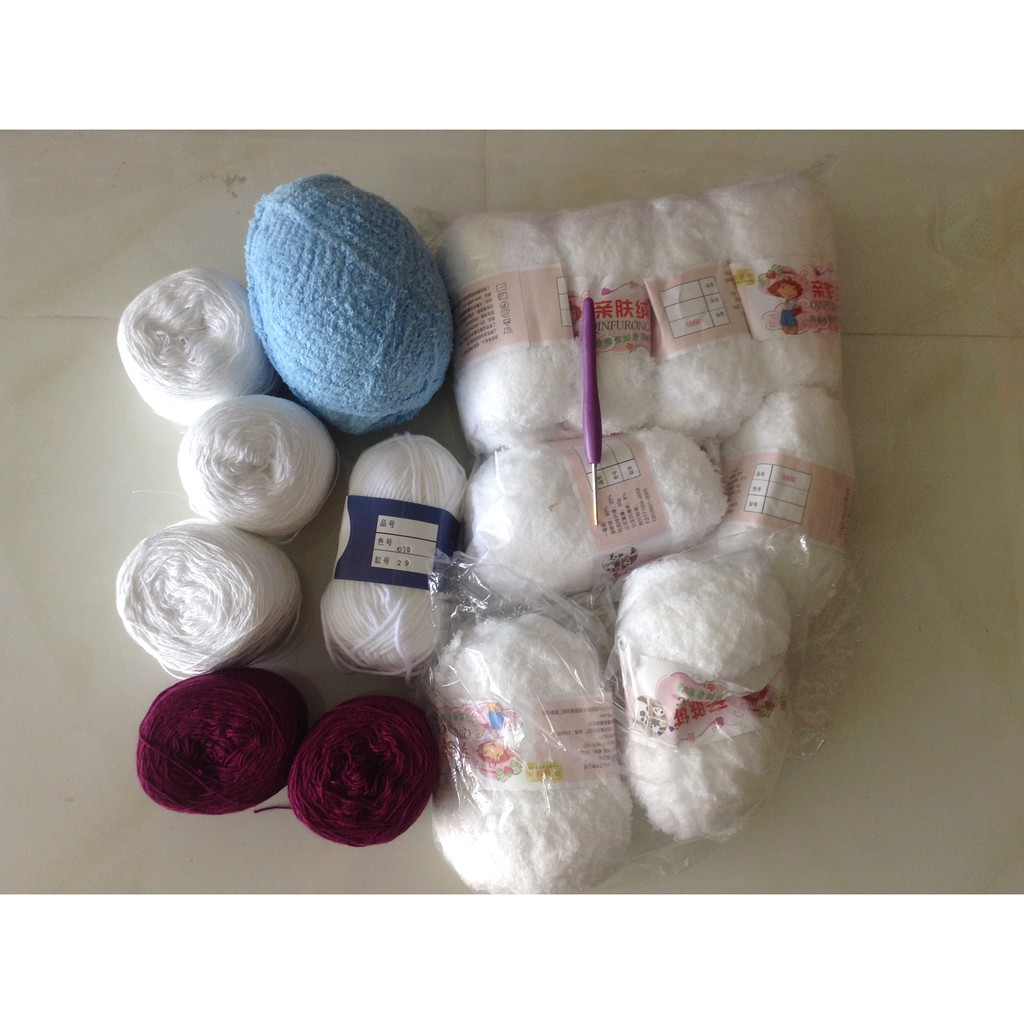 Set bông xù và len cotton