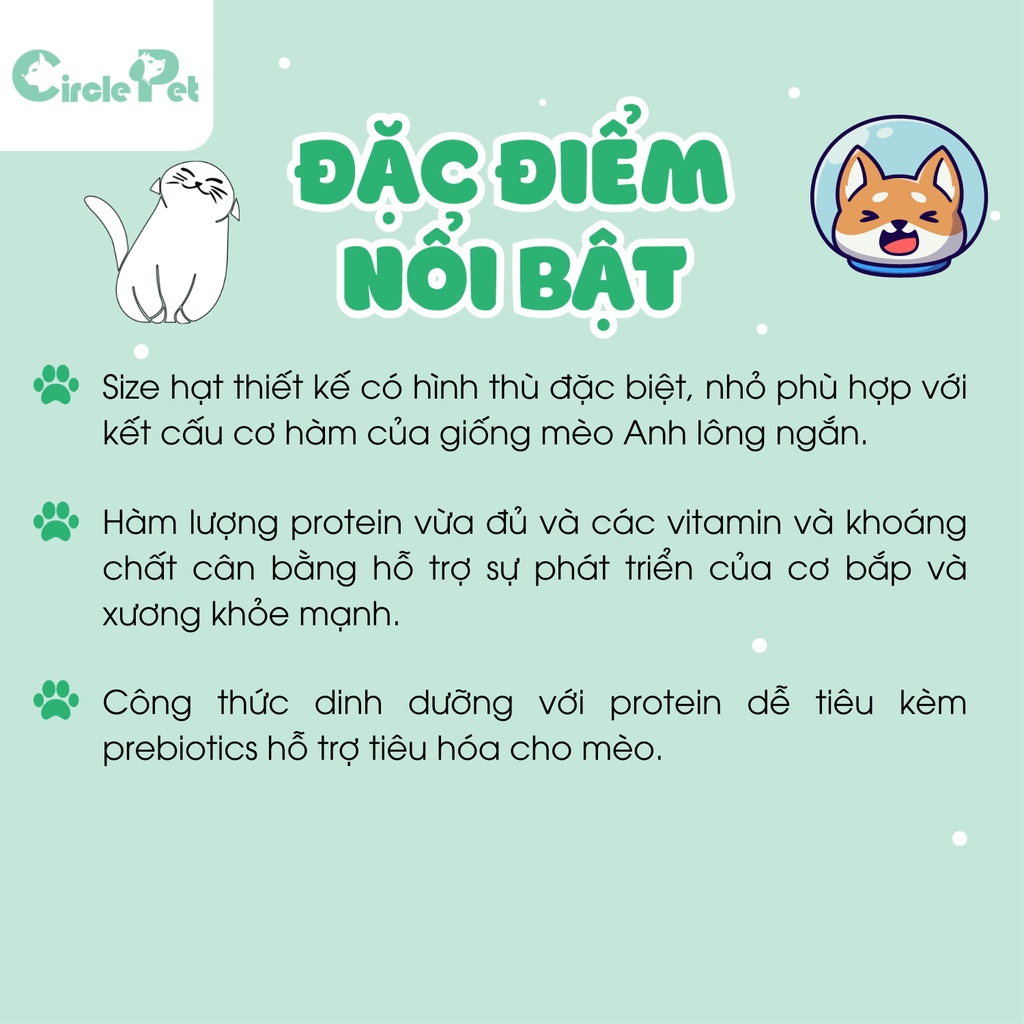 Thức ăn hạt cho mèo lông ngắn Royal Canin Adult British Short Hair 400g và 2kg - Cricle Pet