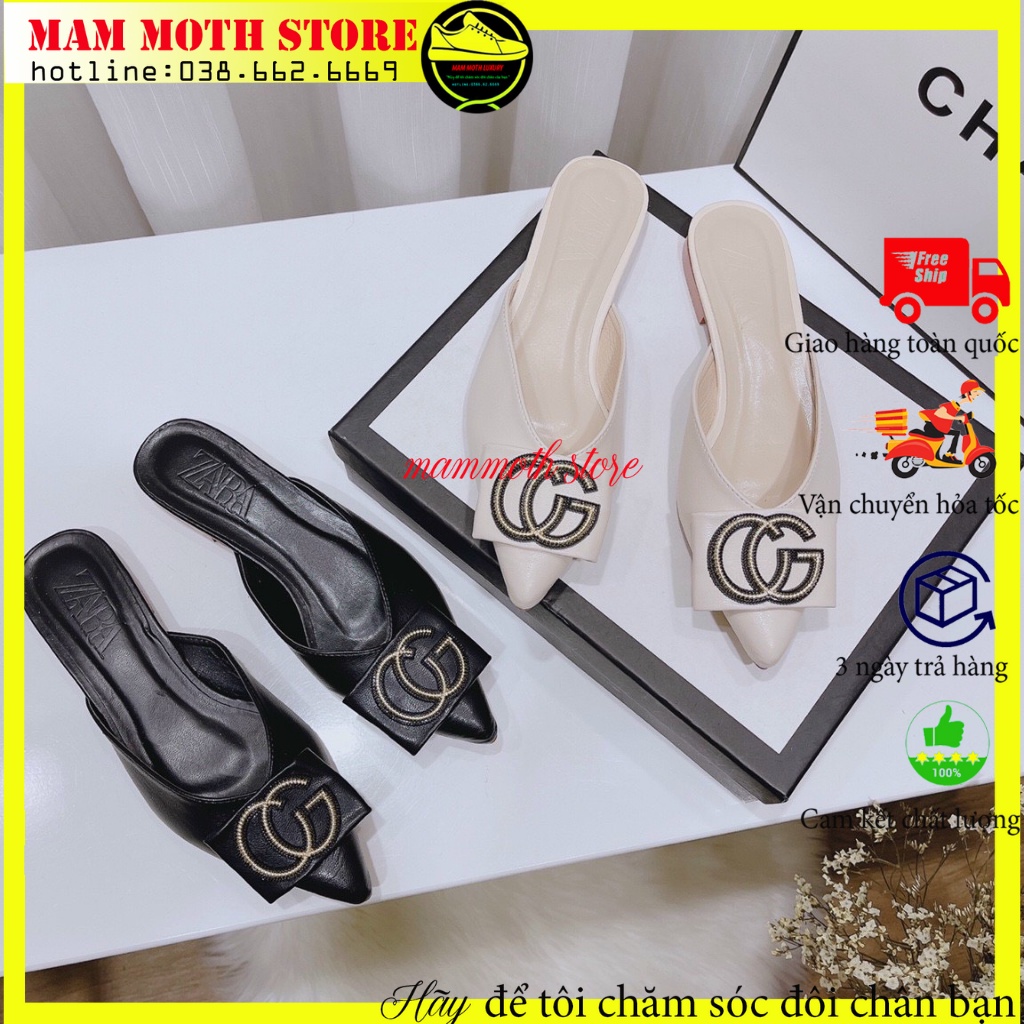 Giày cao gót,sục nữ mũi nhọn hai mẫu đủ màu đen kem full size shop MAMMOTH