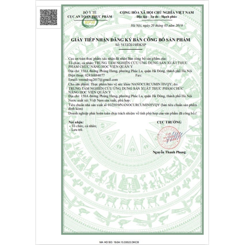 Viên Uống Nano Curcumin - Học Viện Quân Y - Hộp 30 Viên