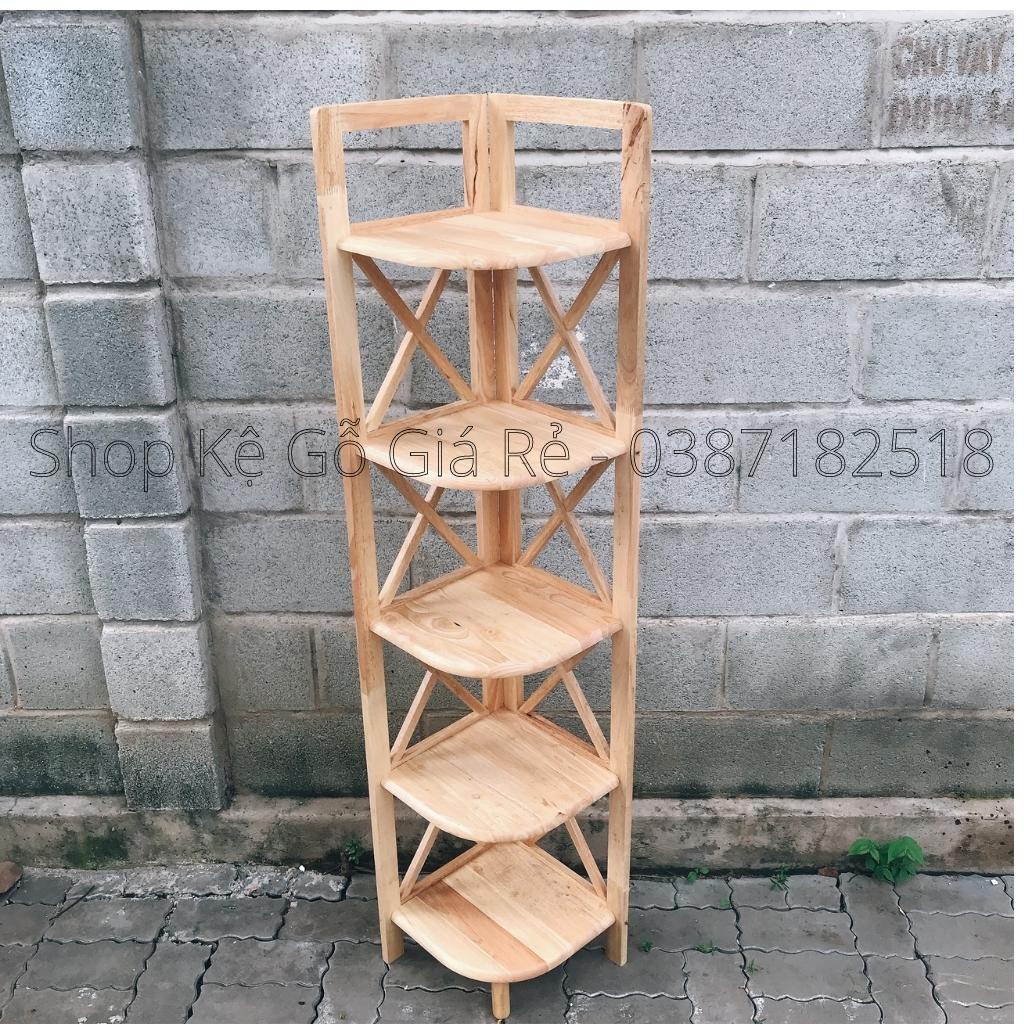 Kệ góc gỗ cao su 3 - 4 - 5 tầng