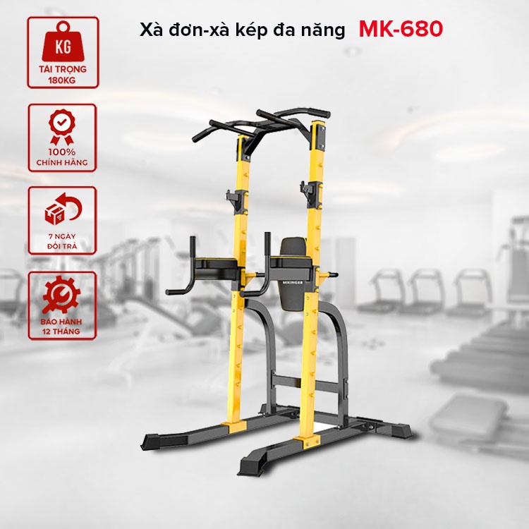 Xà đơn xà kép đa năng Miking MK-680 có giá gác đòn tạ hỗ trợ tập tập Squat + Deadlift