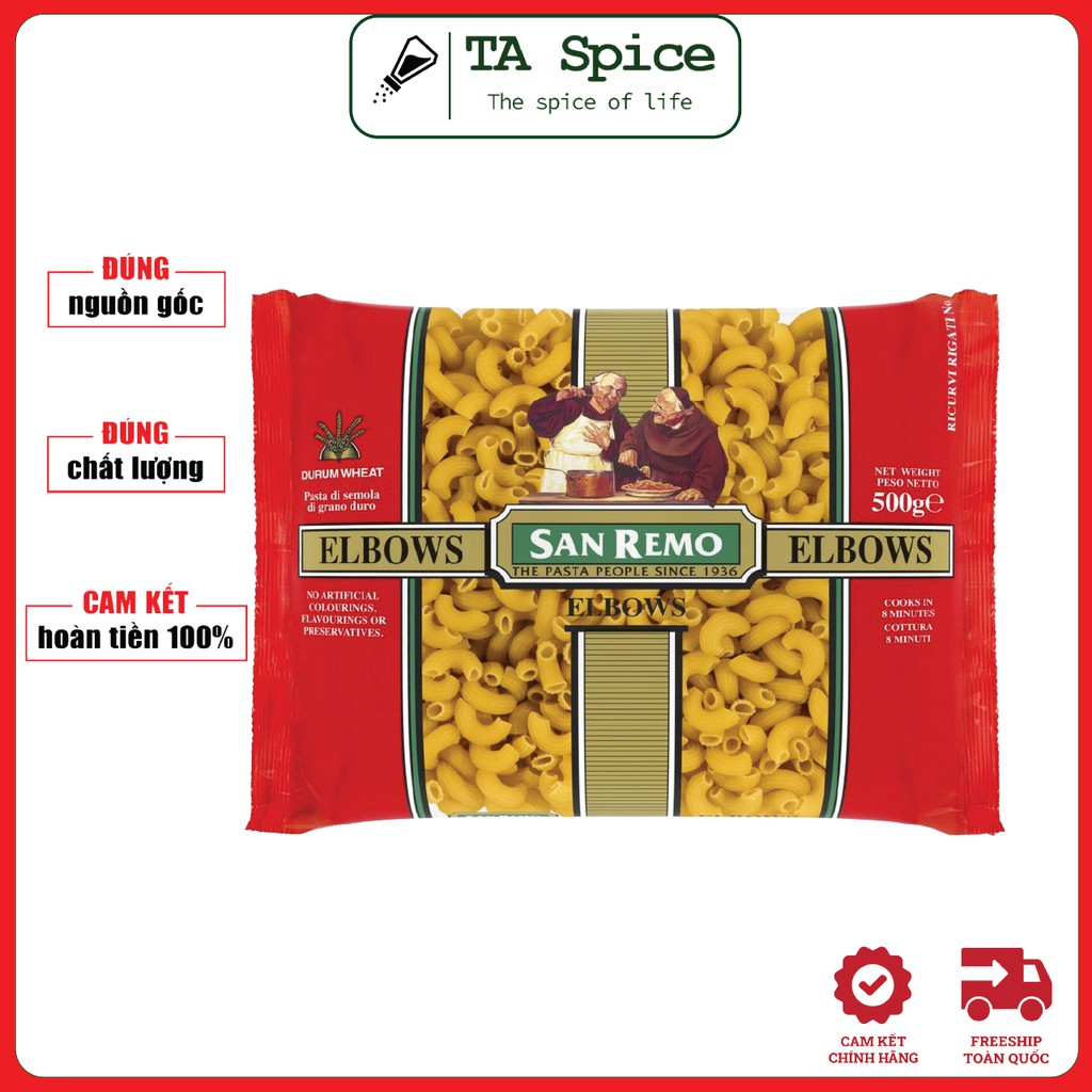 [HÀNG MỚI VỀ]  Nui chữ C Elbows số 35 San Remo Gói 500g - San Remo Pasta Elbows No.35