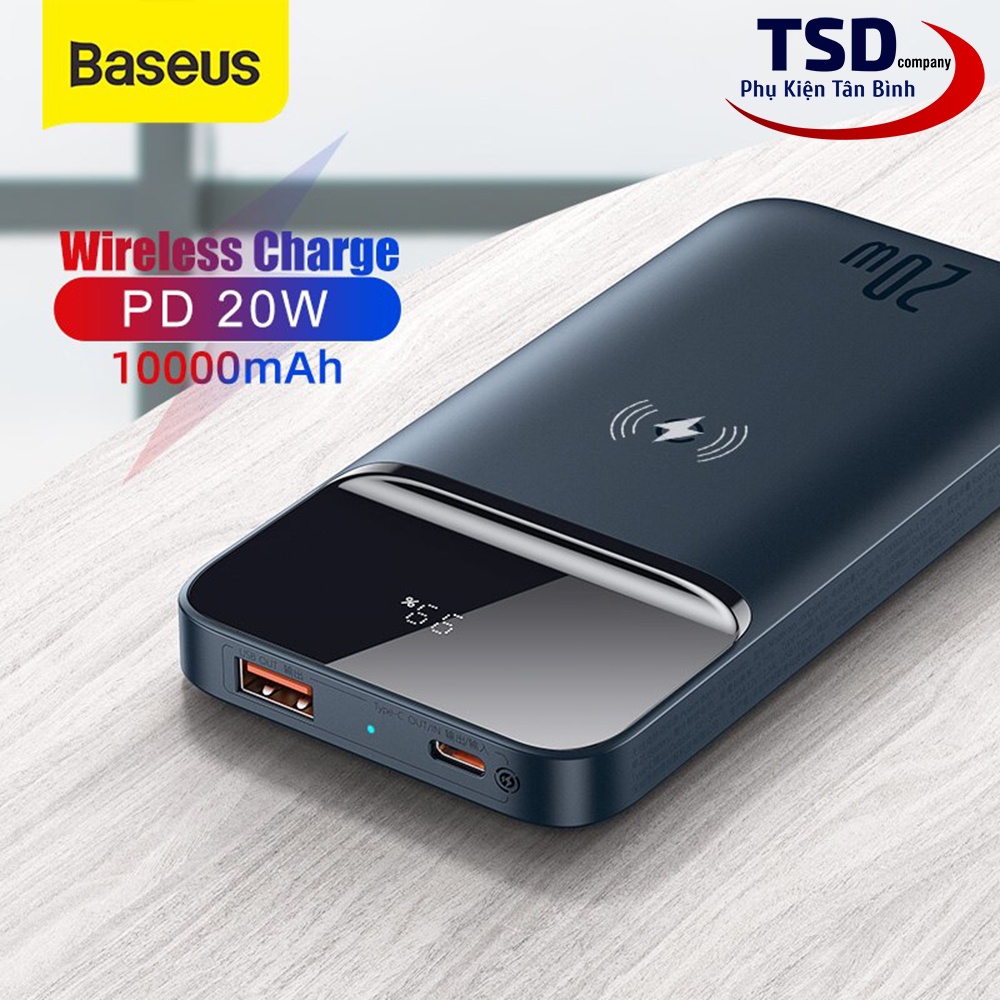 [Mã 44ELSALE2 giảm 7% đơn 300K] Pin Dự Phòng Kiêm Sạc Không Dây Baseus 10000mAh Sạc Nhanh PD 20W Chính Hãng