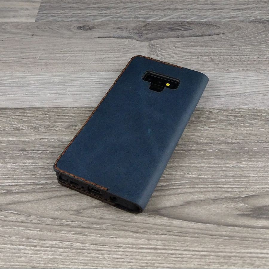 [Mã ELMS5 giảm 7% đơn 300K] bao da samsung note 9 handmade da nappa màu xanh trơn | BigBuy360 - bigbuy360.vn