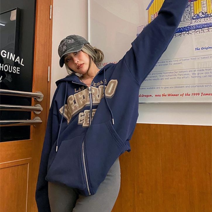 Áo Khoác Hoodie Dáng Rộng Có Khóa Kéo Phong Cách Retro Âu Mỹ Thời Trang 2022 Y2K Dành Cho Nam Nữ | BigBuy360 - bigbuy360.vn