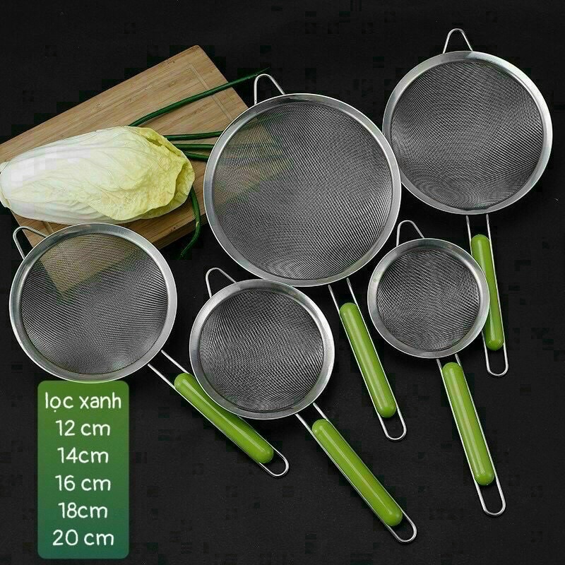 Dụng cụ lọc cua, lọc cháo lưới dầy cán xanh