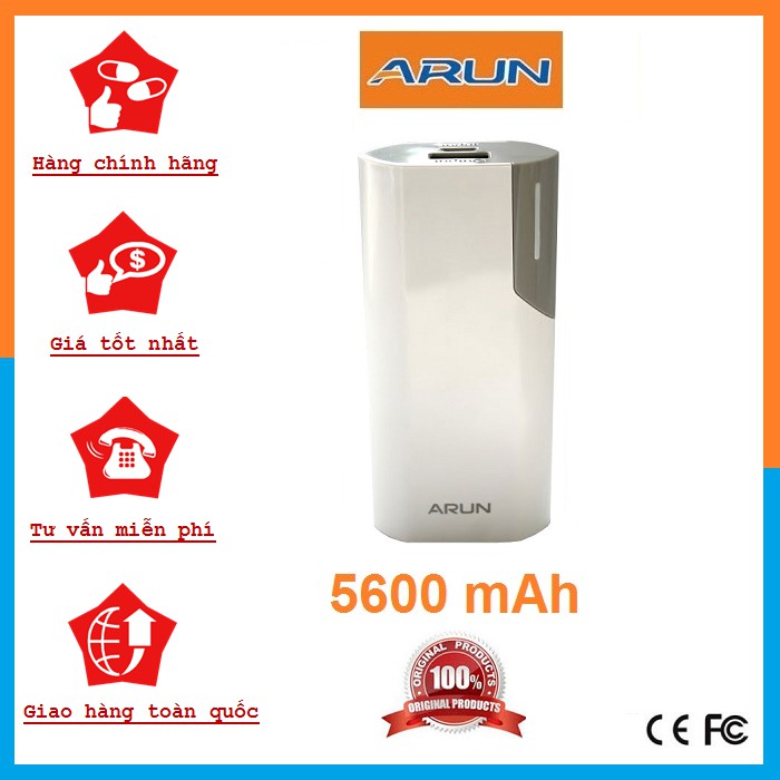 Sạc Dự Phòng Arun 5600mAh I Chính Hãng I Bảo Hành 12 Tháng I Đổi Trả Miễn Phí Trong 3 Ngày Đầu