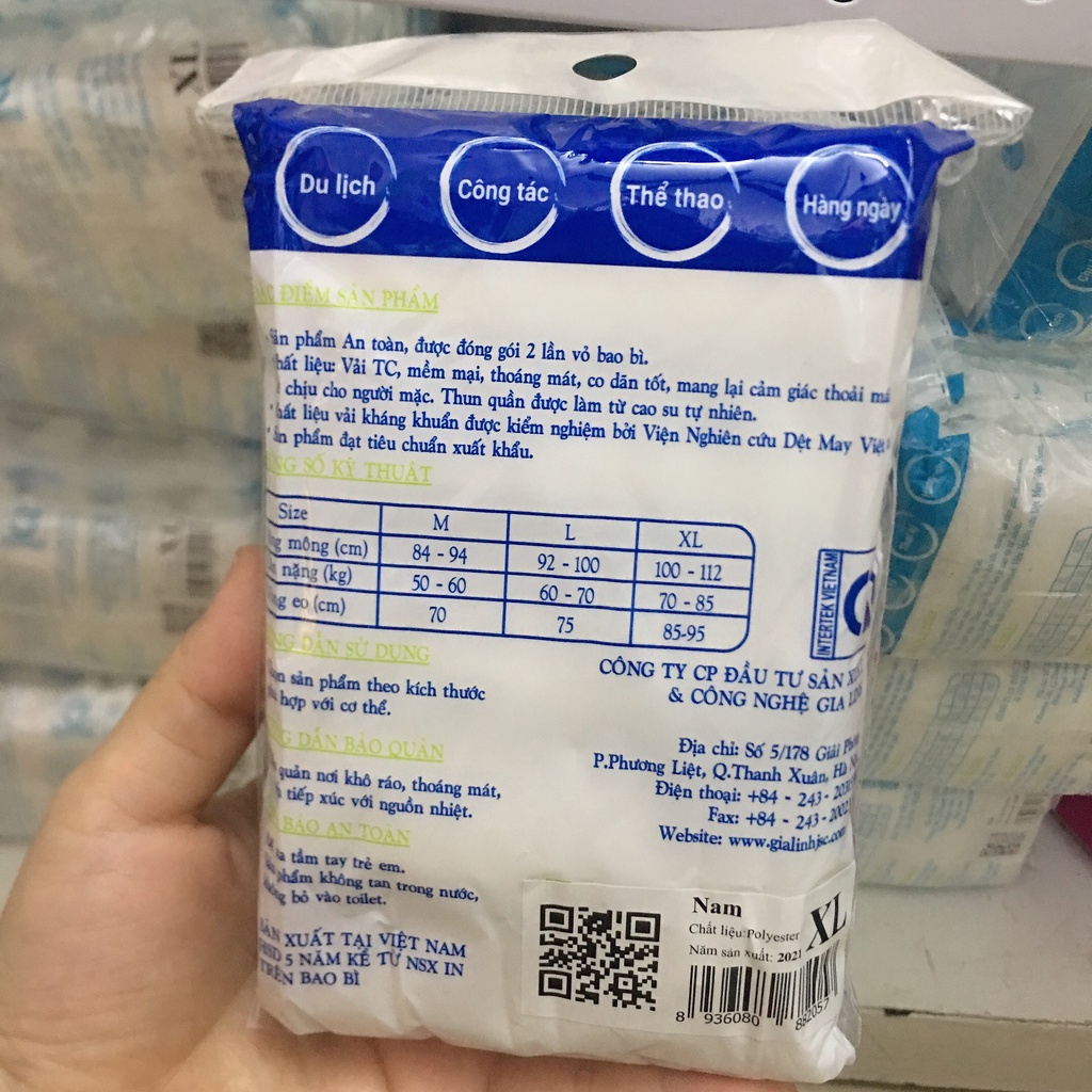 Gói 5 chiếc quần lót cotton prcare dùng 1 lần dành cho Nam giới