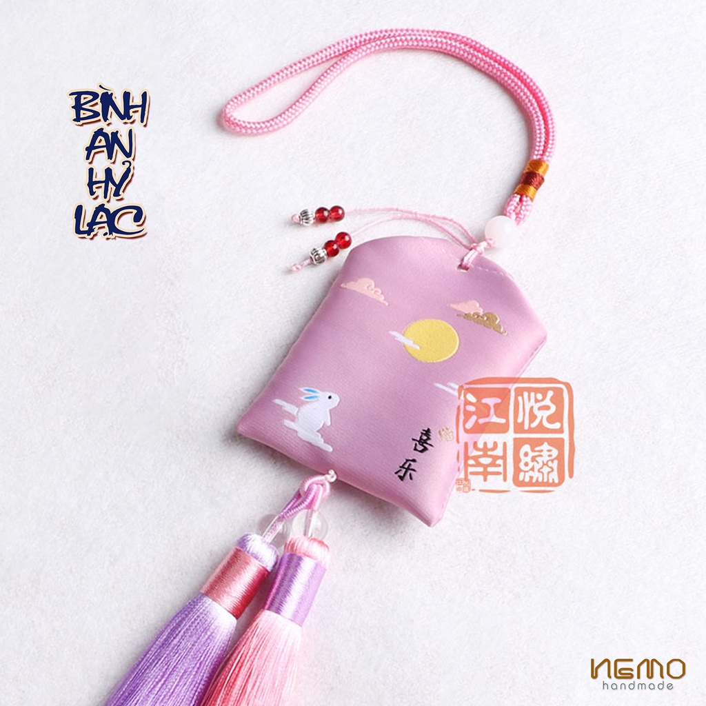 Túi Phước Túi Thơm Bình An có đuôi tua rua dùng treo xe, balo, phòng ngủ - OMAEC