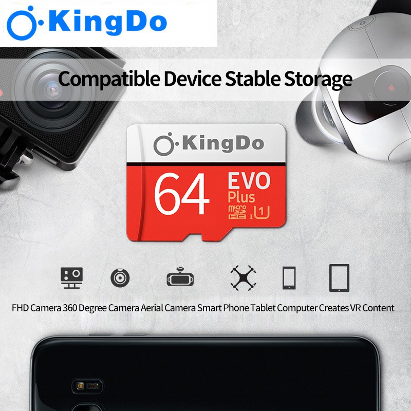 【Đồng hồ LED miễn phí】Thẻ nhớ Kingdo 64GB tốc độ cao up to 100MB/s hỗ trợ quay video full HD