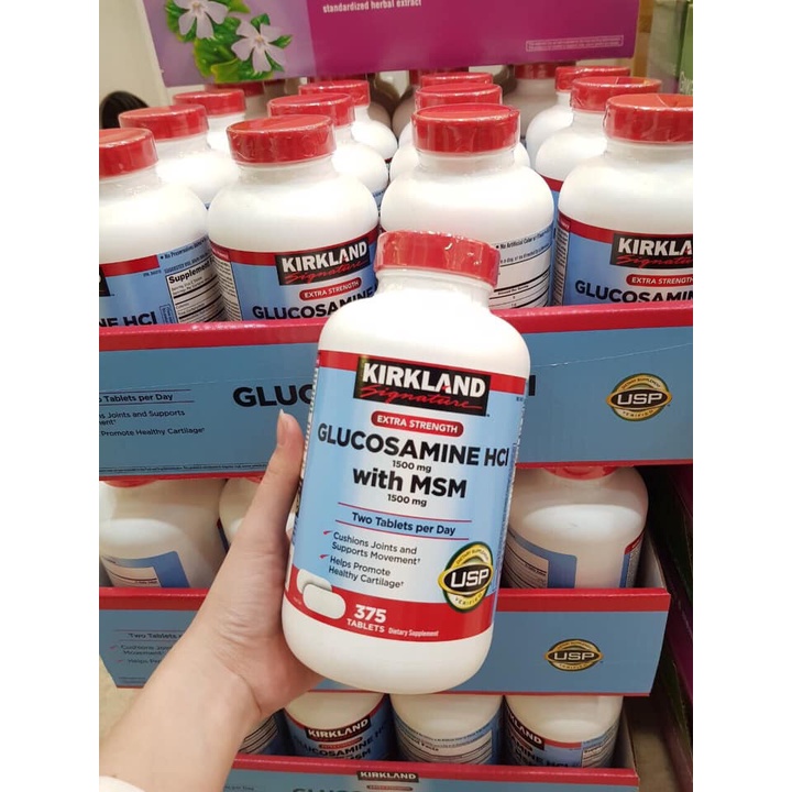 Viên Uống Glucosamin Kirkland 375 Viên- Glucosamine Kirkland Mẫu Mới viên trắng Mỹ