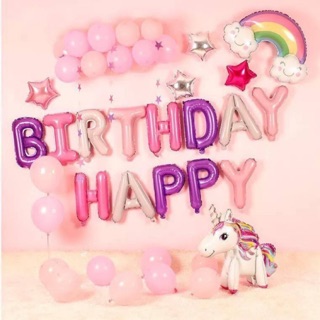 Set trang trí sinh nhật bé gái Ngựa 1 sừng - Ngựa Unicorn