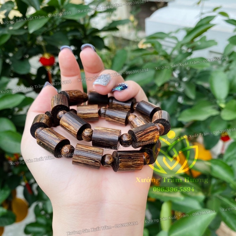 Trầm hương Sánh Chìm hạt trúc - Vòng tay gỗ tự nhiên nam nữ