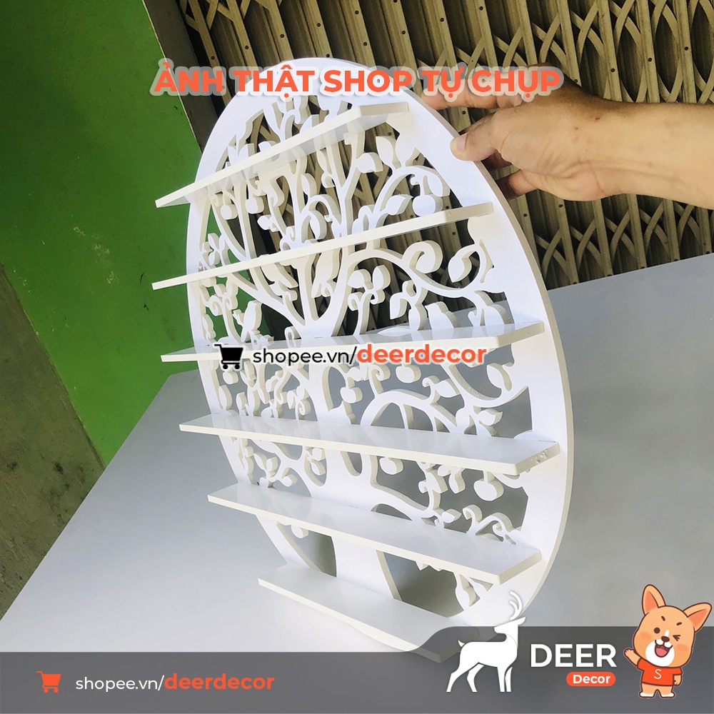 Kệ Để Nước Sơn Móng Tay Hình Tròn Họa Tiết Hoa Lá - DEER DECOR