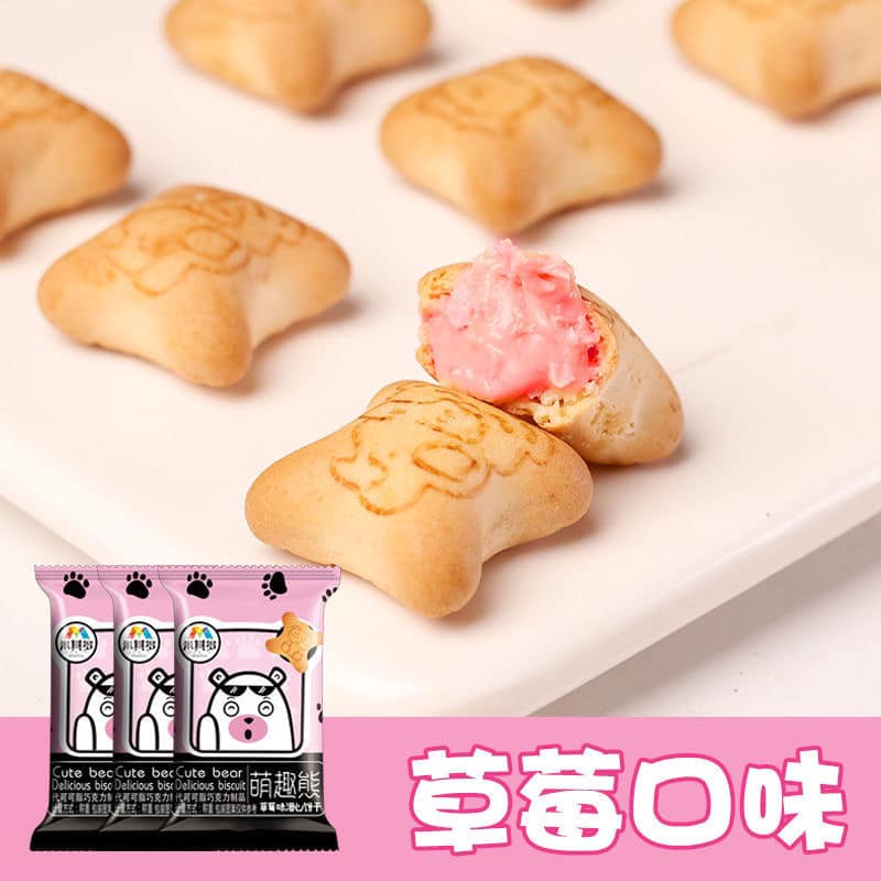 Com bo 10 Bánh gấu mix vị  nhân Socola - Dâu tây - Sữa - Sữa Chua thơm ngon giòn tan