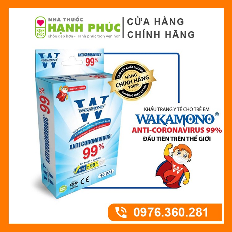 Khẩu Trang Wakamono Trẻ Em Chính Hãng 4 Lớp Hộp 10 Cái | BigBuy360 - bigbuy360.vn