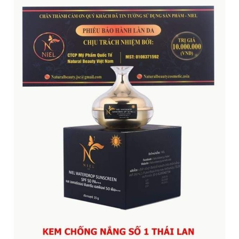 Kem Chống Nắng, Dưỡng Trắng Da NIEL WATERDROP SUNSCREEN SPF50PA 15g.