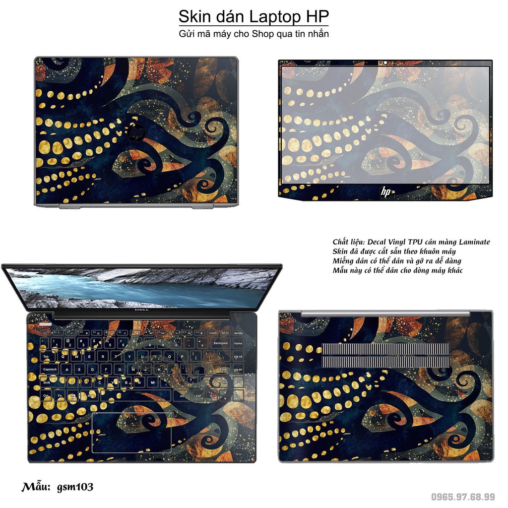 Skin dán Laptop HP in hình sơn mài (inbox mã máy cho Shop)