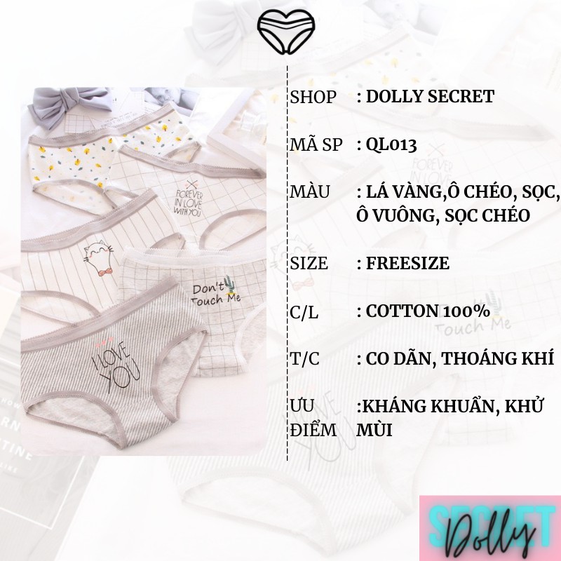 [Mã WASTDEP giảm 5K đơn bất kì] Quần lót nữ cotton Nhật kháng khuẩn họa tiết đáng yêu dễ thương DOLLY SECRET QL013 | BigBuy360 - bigbuy360.vn