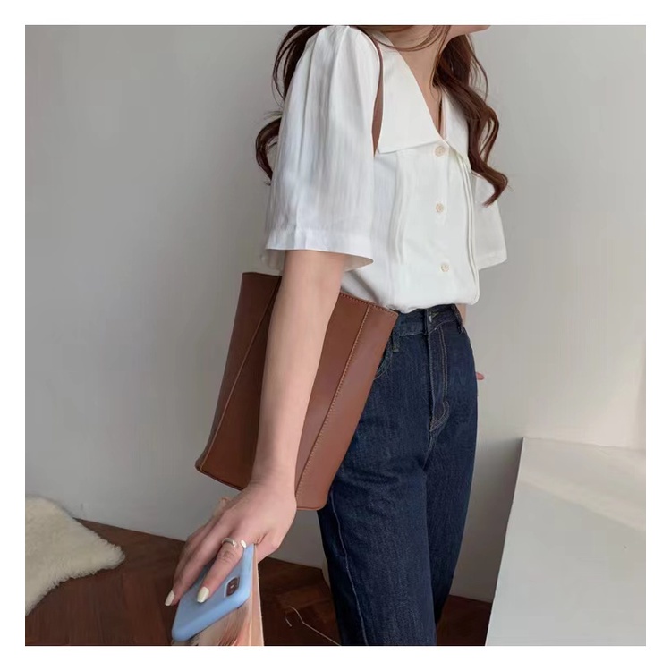 Áo sơ mi SUXI ngắn tay thời trang mùa hè phong cách cổ điển cho nữ