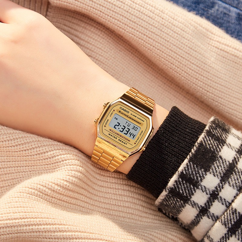 Đồng hồ nam/nữ dây kim loại chính hãng Casio A168WG-9WDF