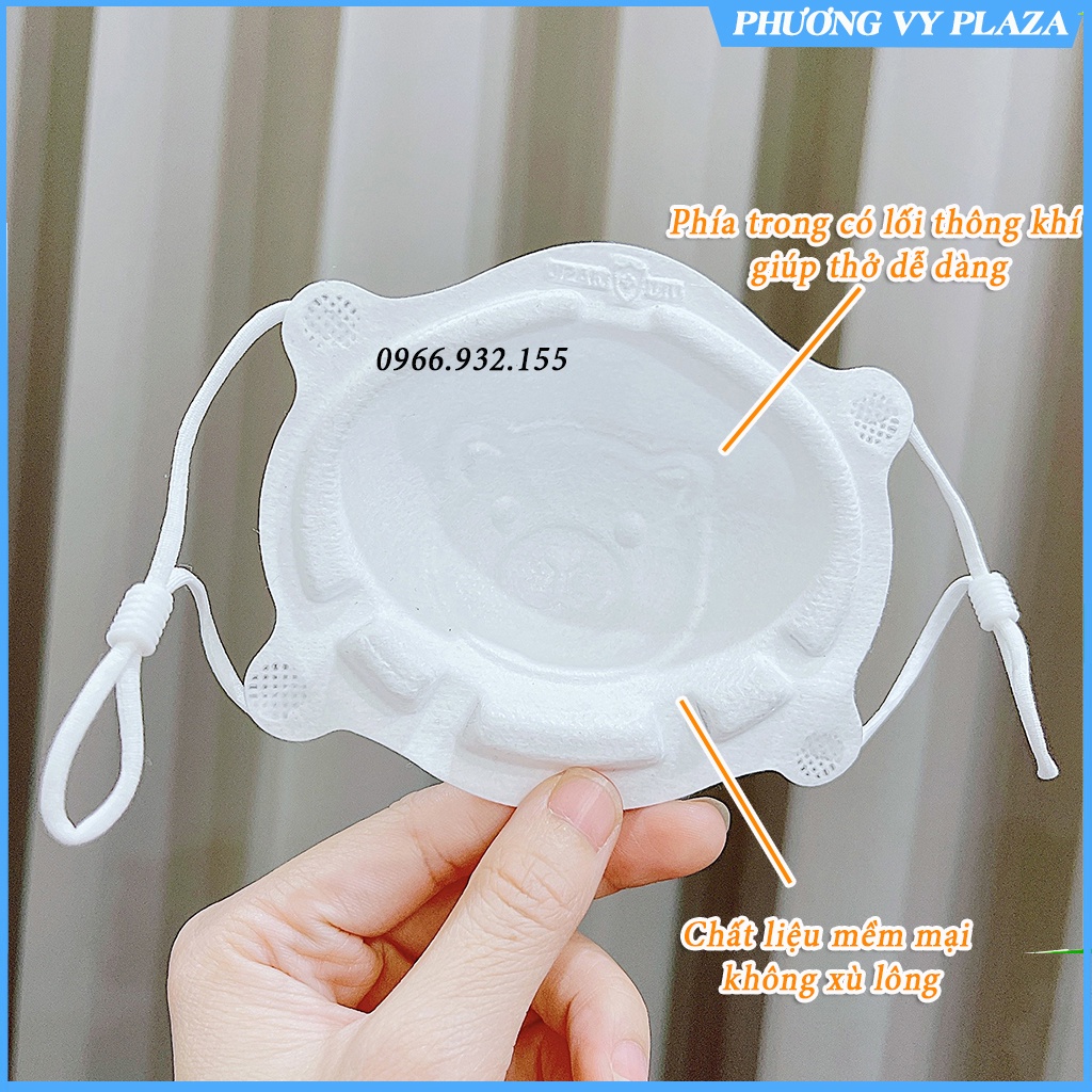 Set 3 Chiếc khẩu trang trẻ em hình Gấu 3D Uni Mask kháng khuẩn chống bụi mịn theo tiêu chuẩn nhật bản