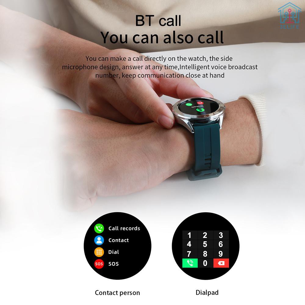 【E&amp;V】Multi-function Large Screen Waterproof Intelligent Watch BT Call Message Reminder Sport Record Health Monitor (Brown)