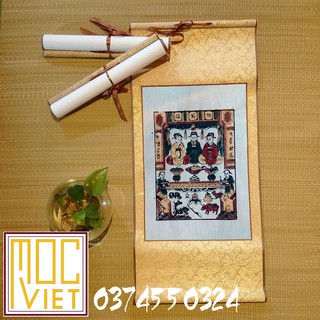 Tranh đông hồ Táo quân - tranh cỡ 27x37cm