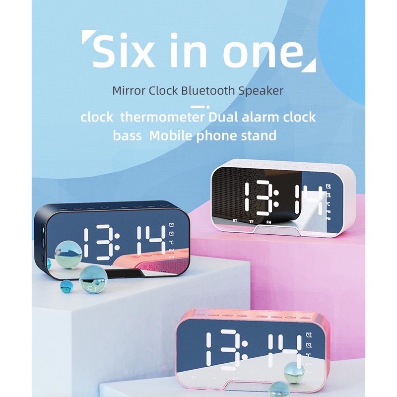 🩸 GIẢI CỨU 🩸 Gương loa bluetooth thẻ radio quà tặng sáng tạo đồng hồ báo thức âm thanh nhận lời nhắc bằng giọng