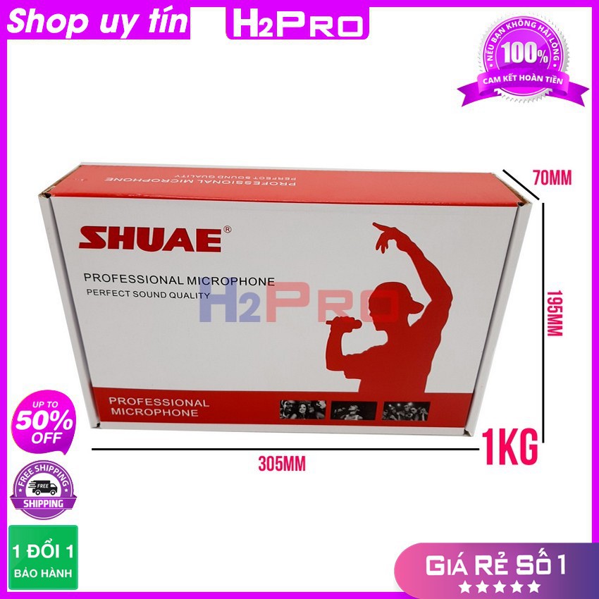 [RẺ VÔ ĐỊCH] Đôi Micro ko dây cao cấp SHUAE K10 H2PRO, Micro karaoke cầm tay giá thấp, tặng 3 pin sạc, 2 đôi pin và 2 Si