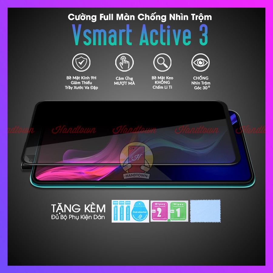 Kính cường lực Chống Nhìn Trộm 9H Dành Cho Vsmart Active 3 Full Màn Hình Full Keo