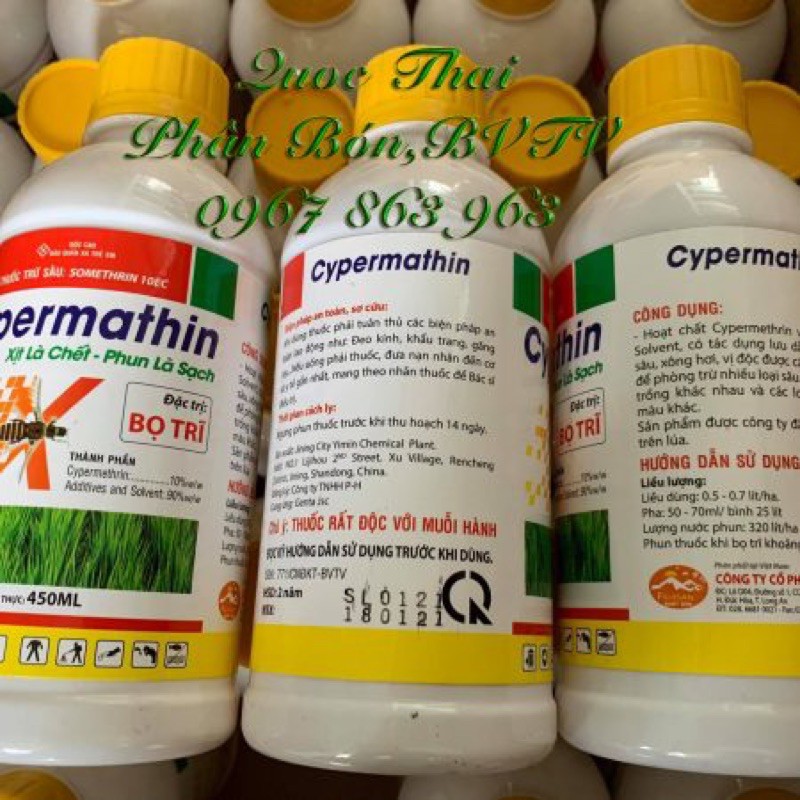 Cypermathin-chuyên trị muỗi hành, Bọ trĩ , côn trùng chích hút, chân đốt,chai 450ml