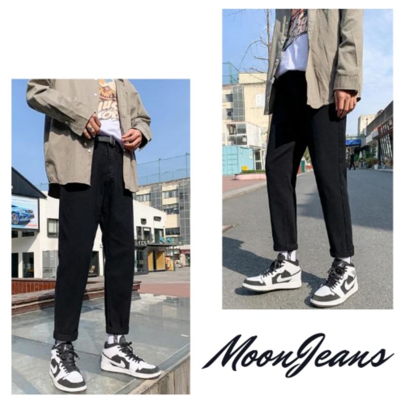 Quần vải jean bò đen baggy quần bò ống rộng nam đẹp hot năm 2022