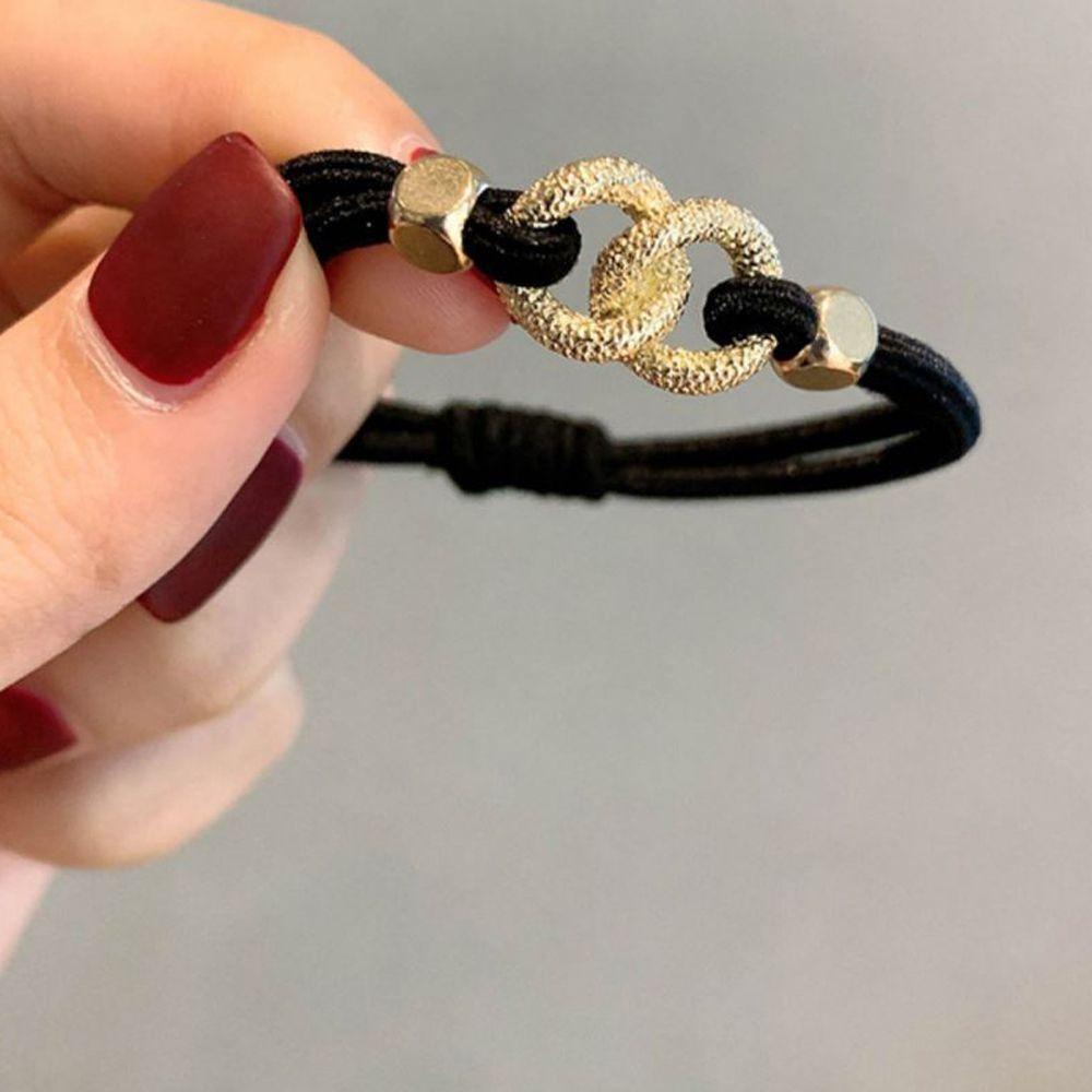 NICKOLAS Dây Buộc Tóc Cao Su Co Giãn Hai Vòng Kim Loại Cổ Điển Đơn Giản Dành Cho Bạn Nữ