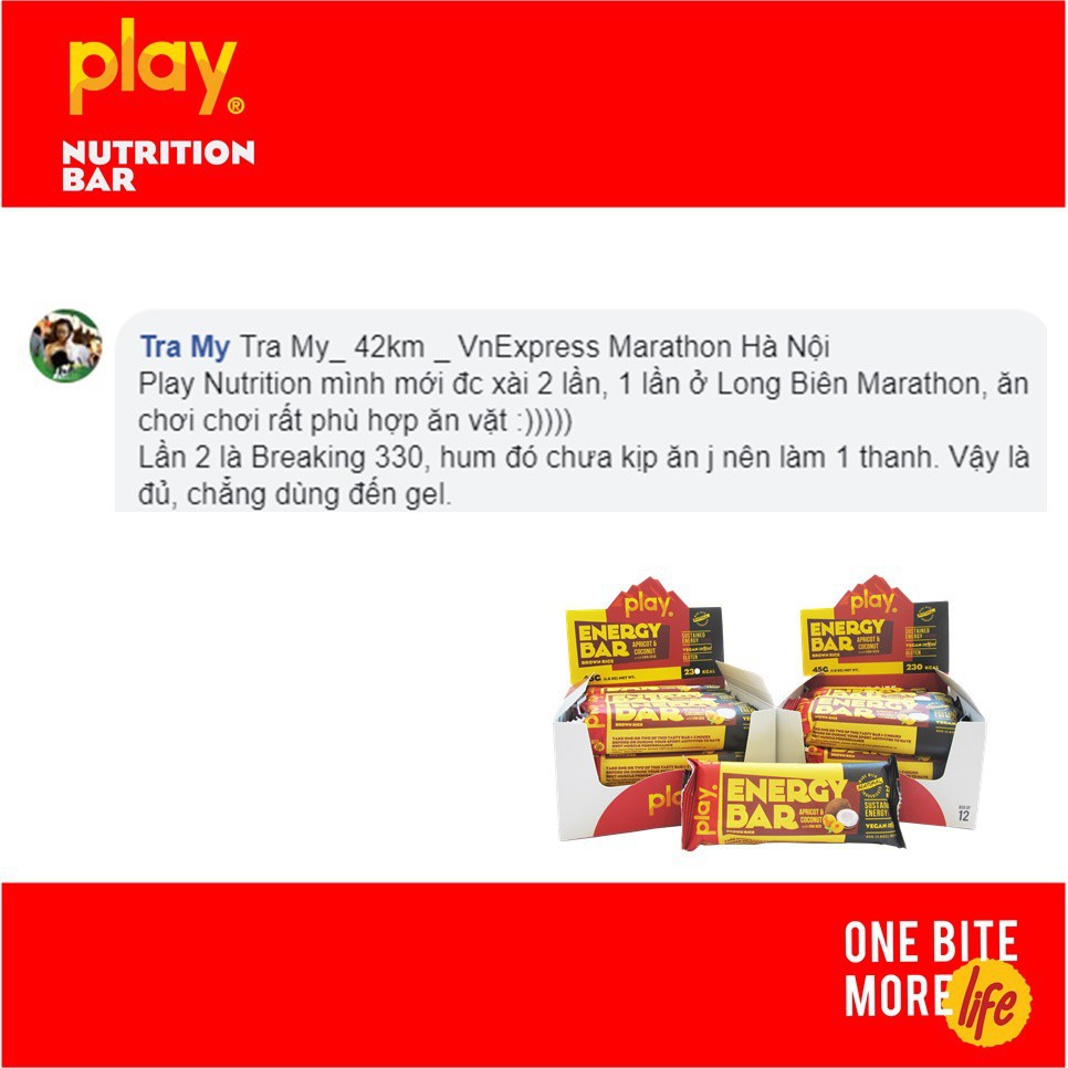 Bánh Ngũ Cốc 💪FREESHIP💪Thanh Năng Lượng Chạy Bộ Play Energy Bar - Bánh Hạt Dinh Dưỡng Giảm Cân Vị Mơ Sấy Dừa Khô SP1.1