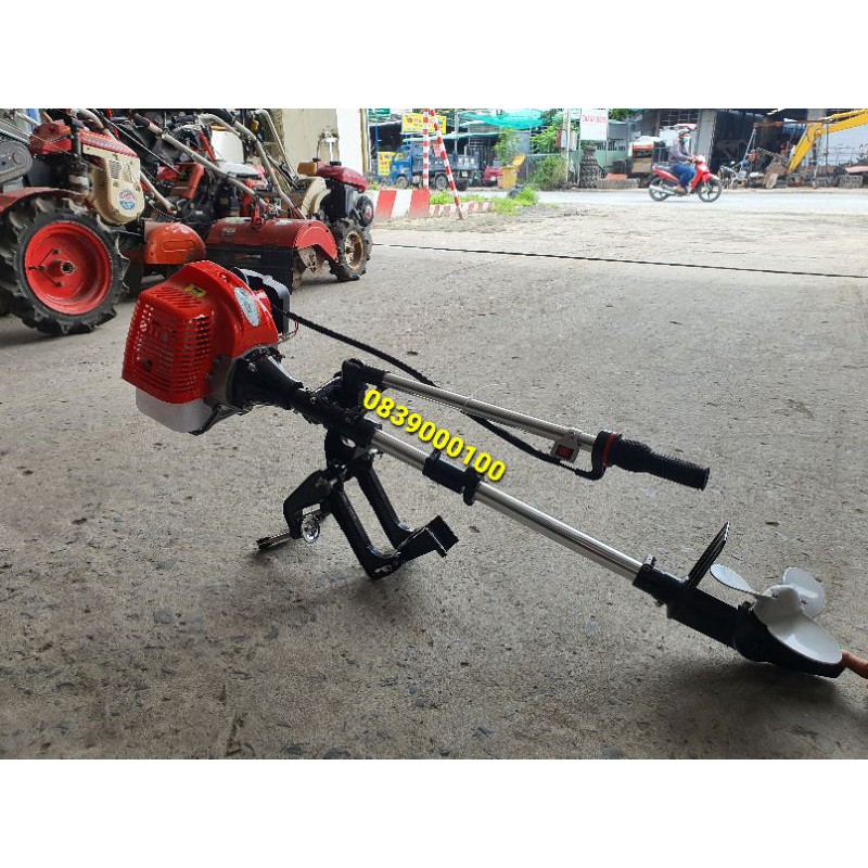 Động cơ 520 - Máy cắt cỏ chạy thuyền, xuồng,Ca nô.Động cơ kèm dàn láp chân vịt tay ga chạy xuồng và thuyền Mini