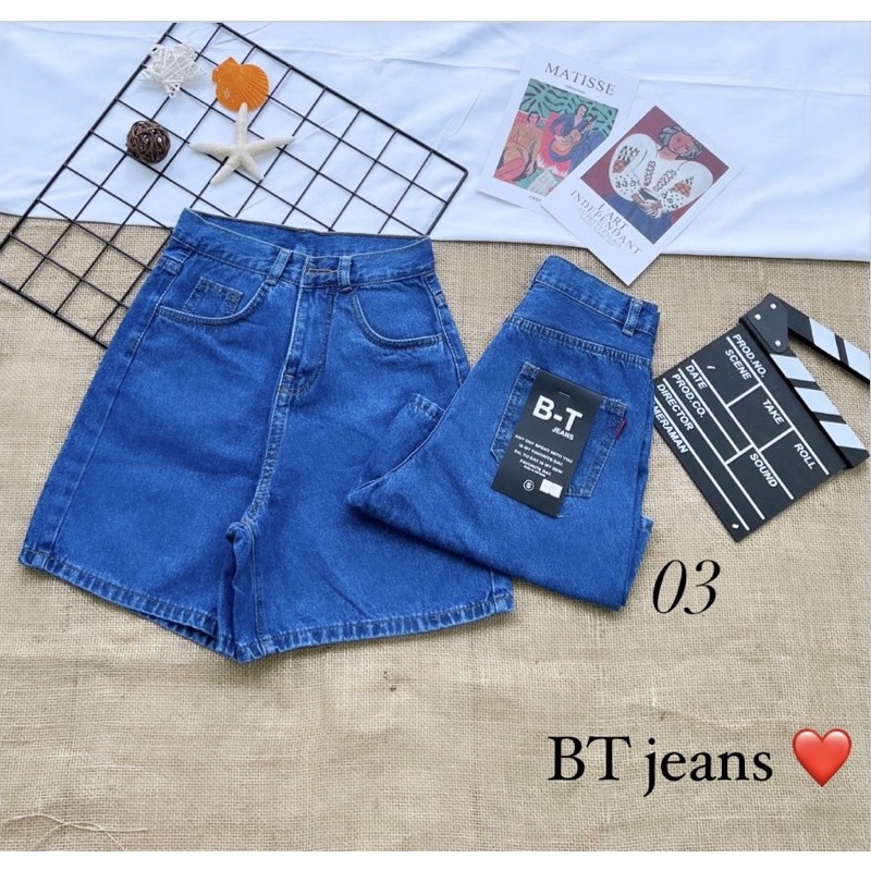 Quần ngố nữ ống rộng, quần short jean lưng cao hai nút kiểu túi nắp, túi vuông, 2 đai siêu dễ thương giá rẻ siêu hạt dẻ