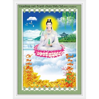 Tranh thêu PHẬT QUAN ÂM 88963(31x40cm)chưa thêu 3d