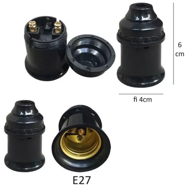 Đuôi đèn kín nước E27 Đen/Trắng có dây
