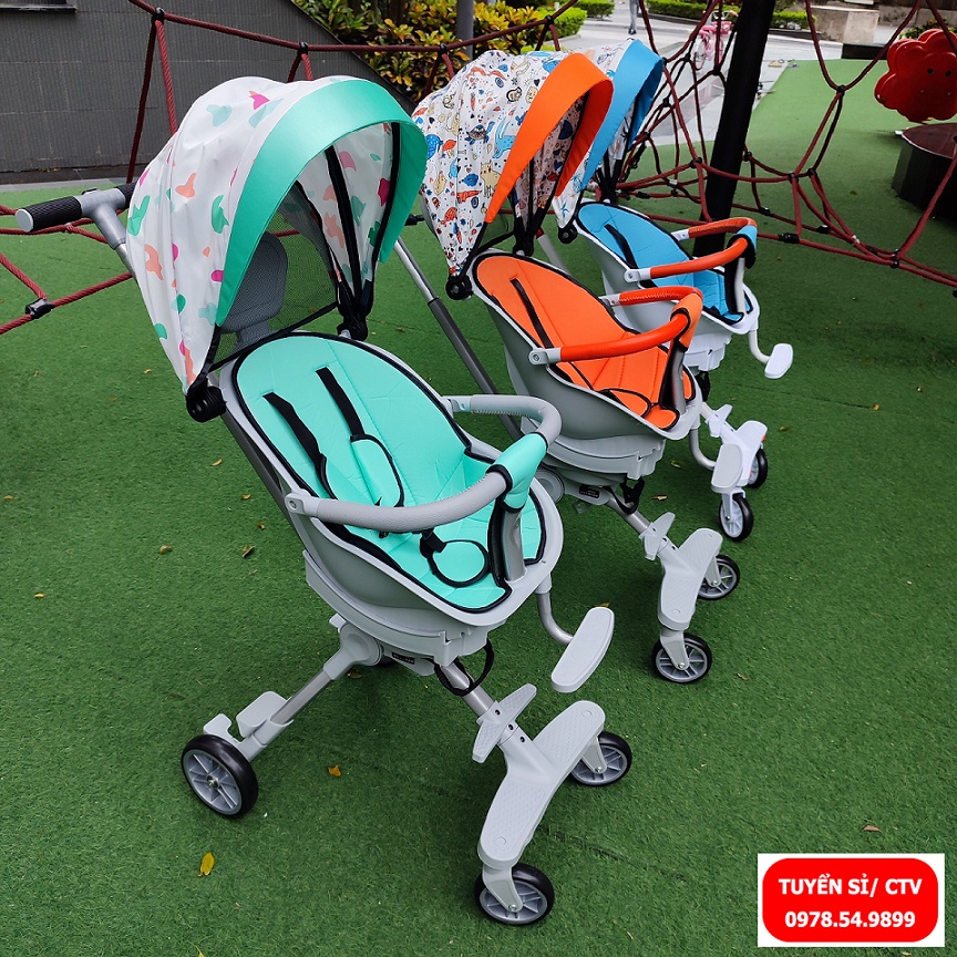 Xe đẩy gấp gọn cho bé X8 Pro đi du lịch, Xe đẩy cho bé 2 chiều ngả 2 tư thế cao cấp bảo hành 12 tháng
