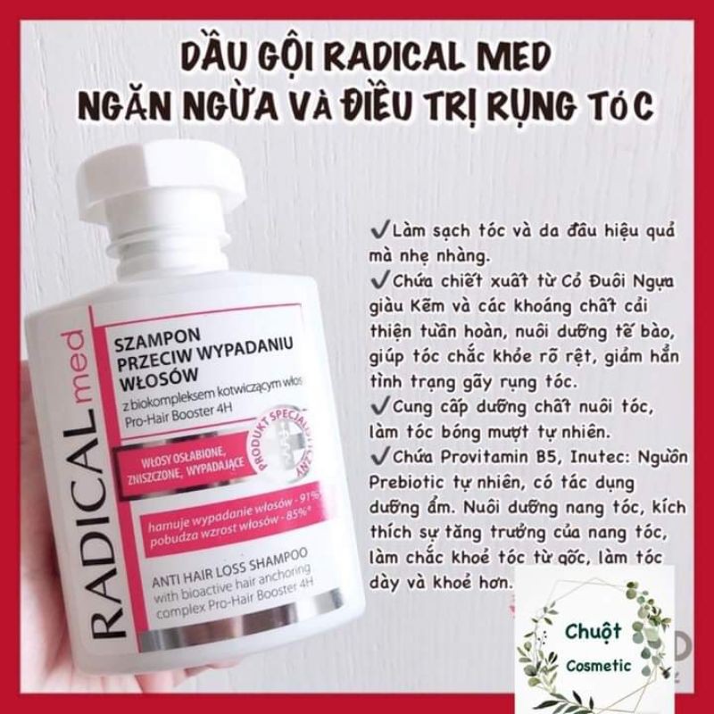 Dầu Gội Làm Sạch Và Ngăn Rụng Tóc, Tăng Khả Năng Mọc Tóc Radical Med Đỏ