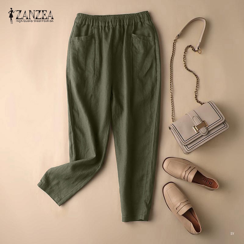 Quần dài Zanzea ống rộng lưng thun thời trang dễ phối đồ cho nữ