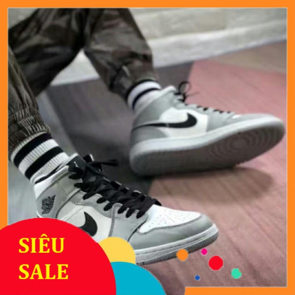 Giày Jordan 1 thể thao sneaker JD1 high xám cổ cao Hot trend nam nữ