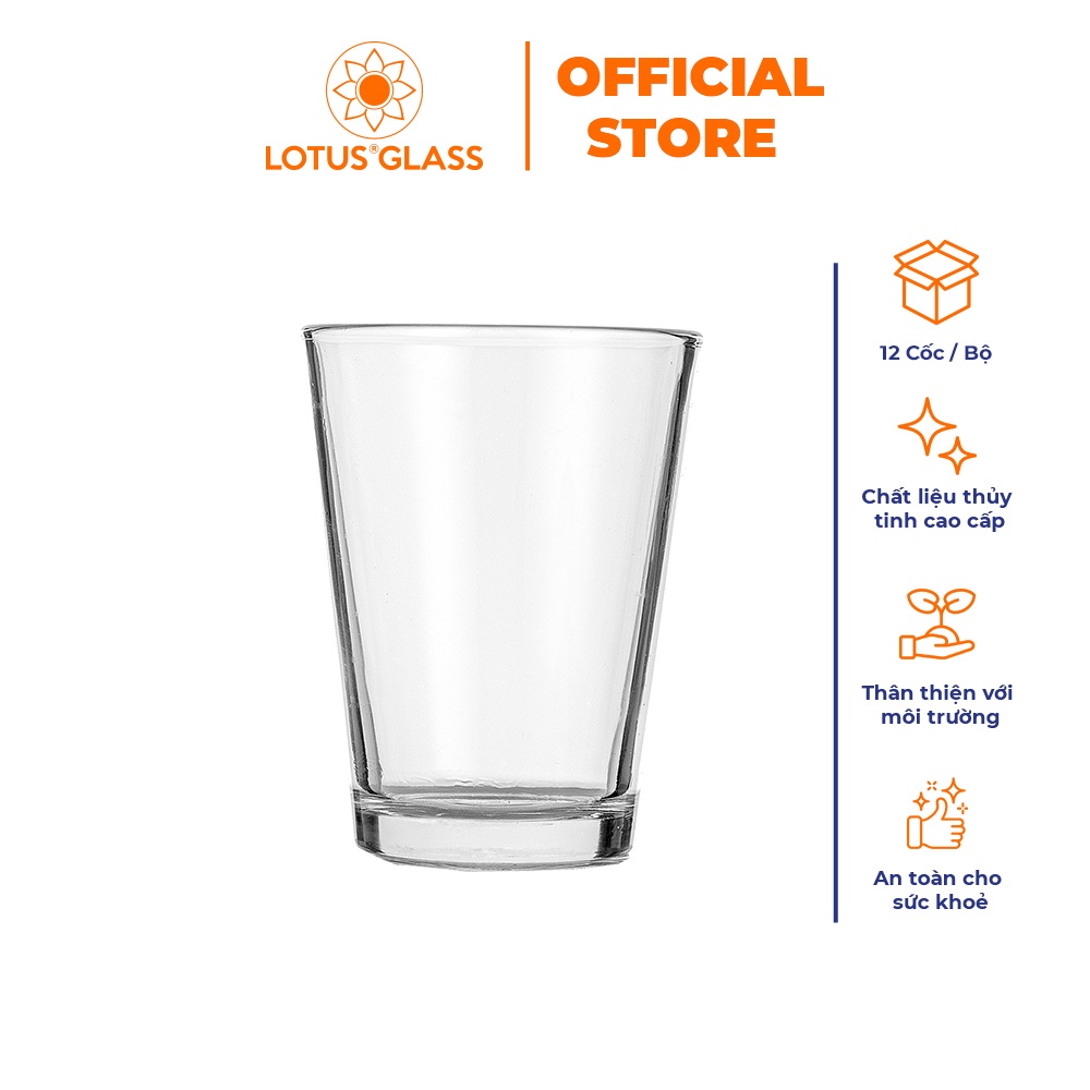 Bộ 12 cốc sữa chua nhỏ thủy tinh LOTUS GLASS VTC160 trong suốt cao cấp, an toàn