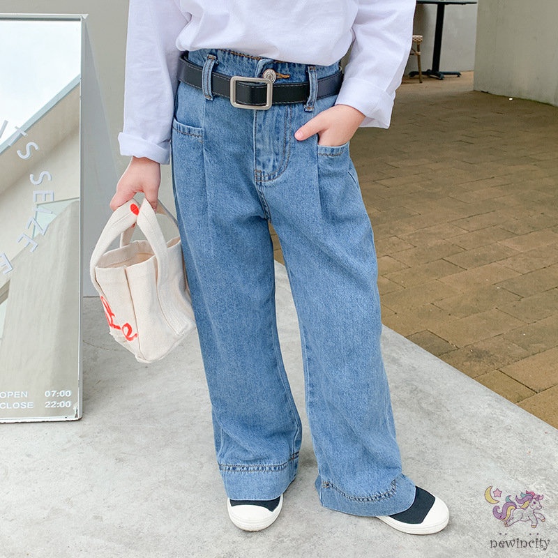 Quần jean ống rộng thời trang mùa thu Hàn Quốc năng động cho bé gái