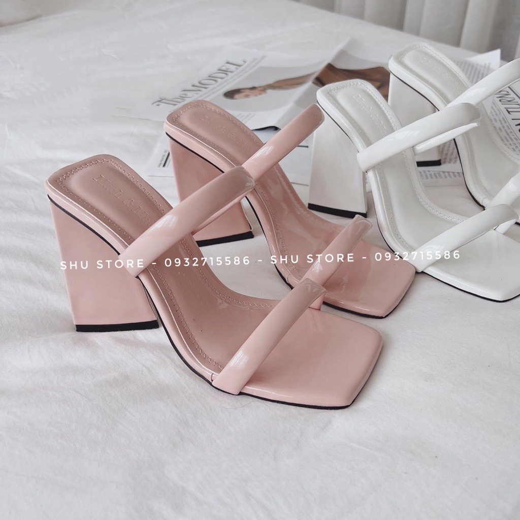 GUỐC DA BÓNG 2 QUAI PHỒNG GÓT XÉO - THỜI TRANG NỮ SHU STORE
