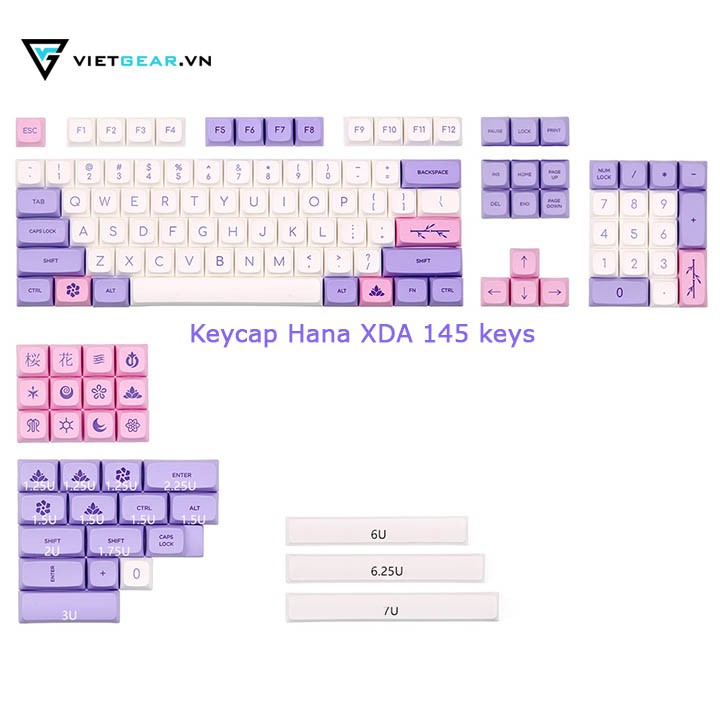 Bộ nút bàn phím Keycap Hana XDA PBT 145 nút