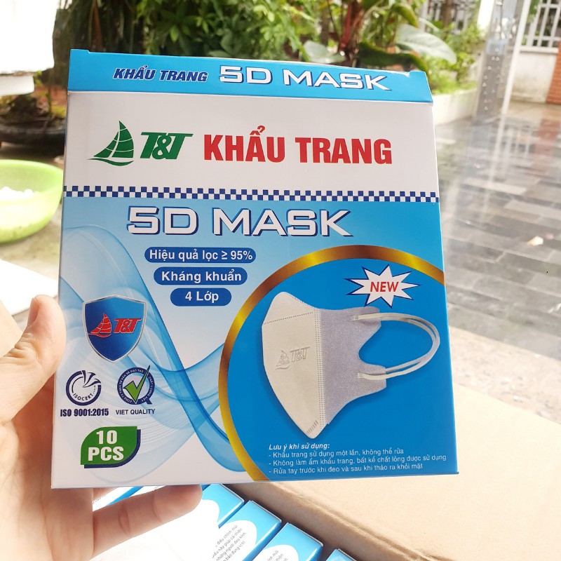 Khẩu trang 5D mask kháng khuẩn hộp 10c- Hàng chính hãng