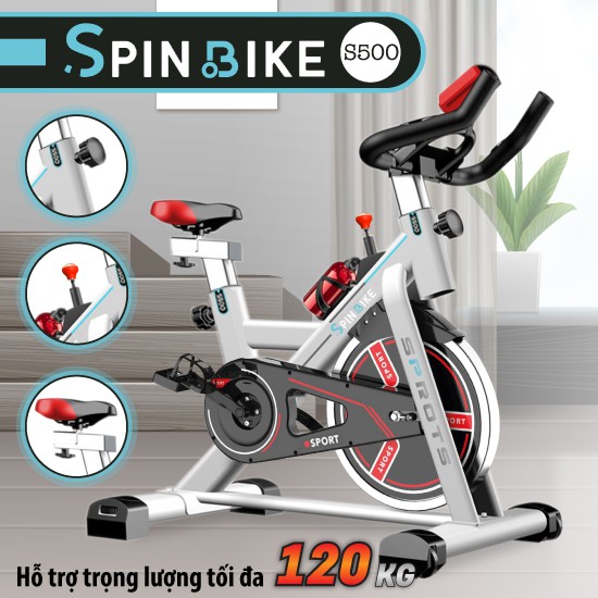 CHAIR Xe đạp tập thể dục thể thao cao cấp SPINNING BIKE Model mới S500 WHITE